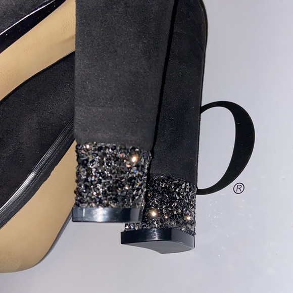 XOXO black faux suede silver glitter on heels size 10 NIB - Picture 5 of 9